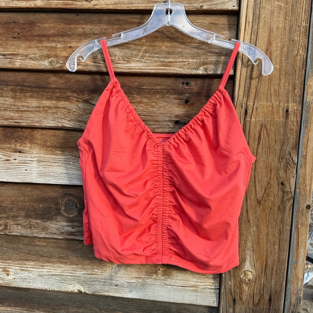 Vasana crop tank with built in bra Women's Red Ruched Cami Top